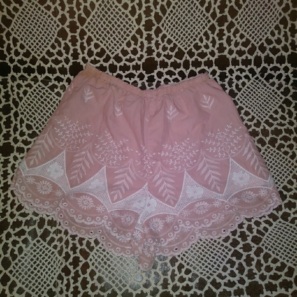 Handmade Pink Lace Shorts, size M/L